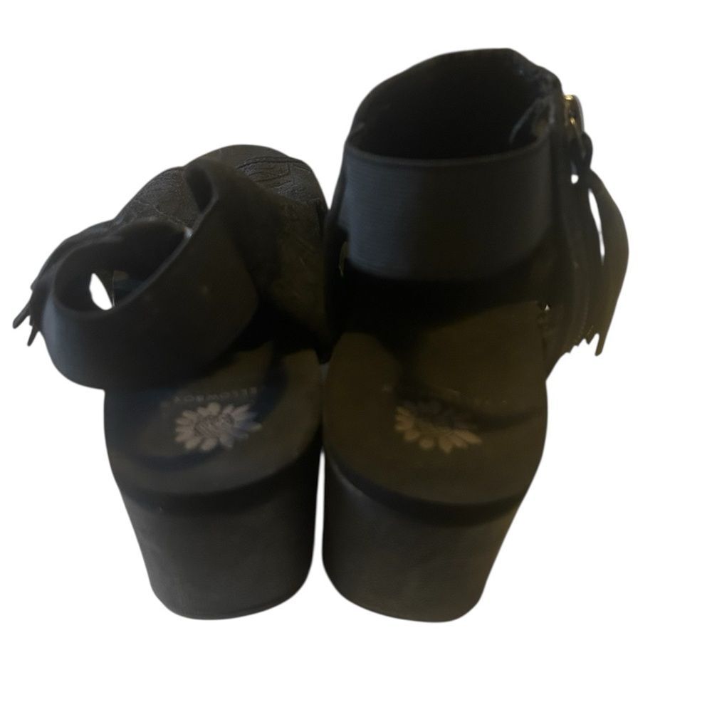 Yellow Box Women’s Black Floral pattern Sheridan Wedges Shoes Sandals  Size 8.5 - Picture 5 of 8
